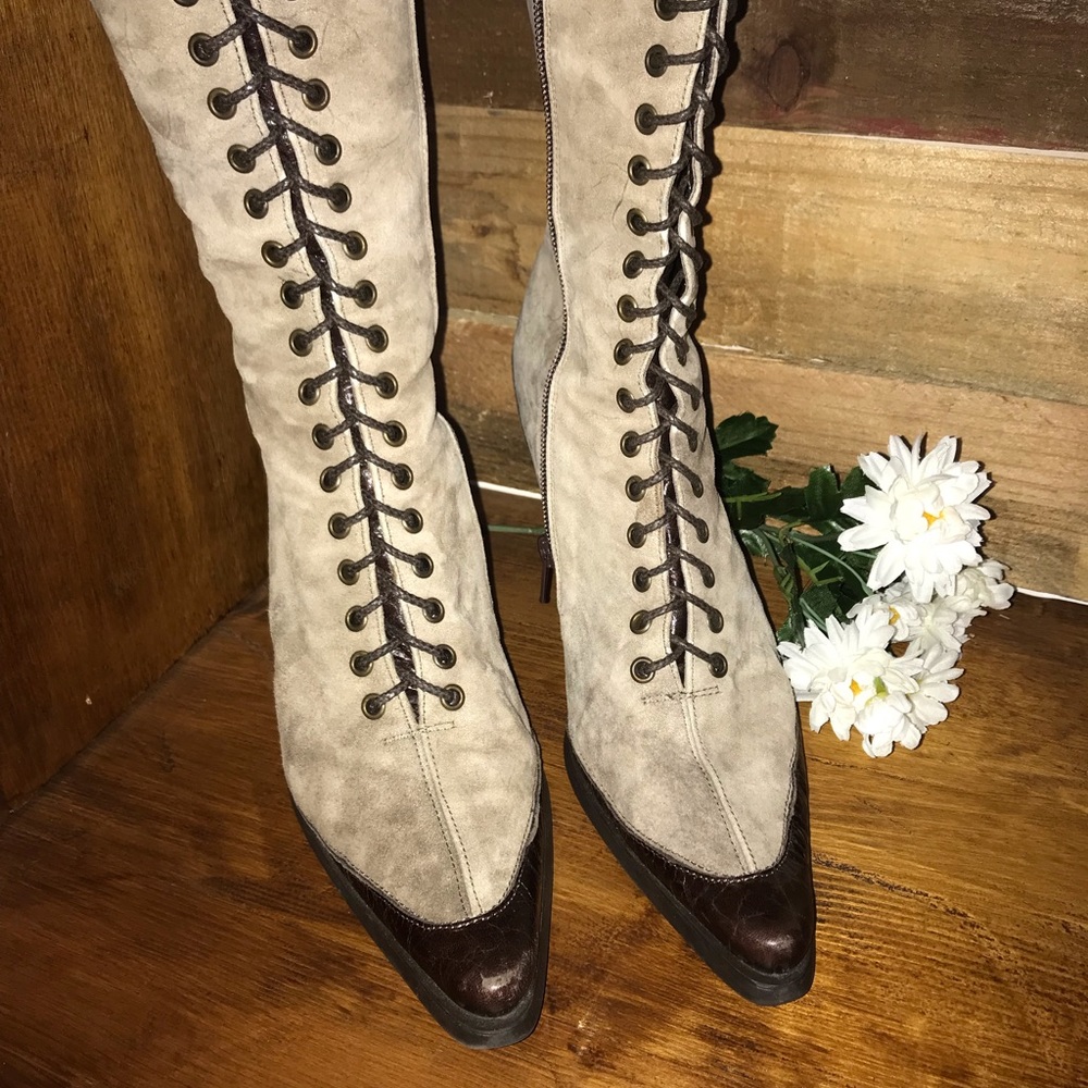 Victorian Steampunk Vic Matie Suede Leather Boots - Picture 4 of 7